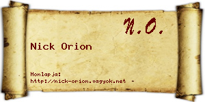 Nick Orion névjegykártya